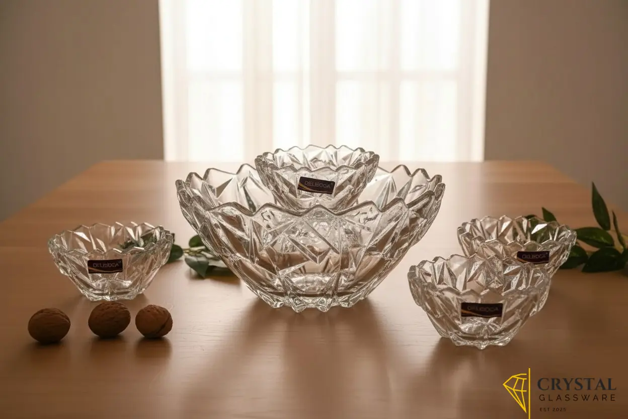 Delisoga 7-Piece Elegant Glassware Set - Clear Glass Ice Cream and Fruit Serving Set